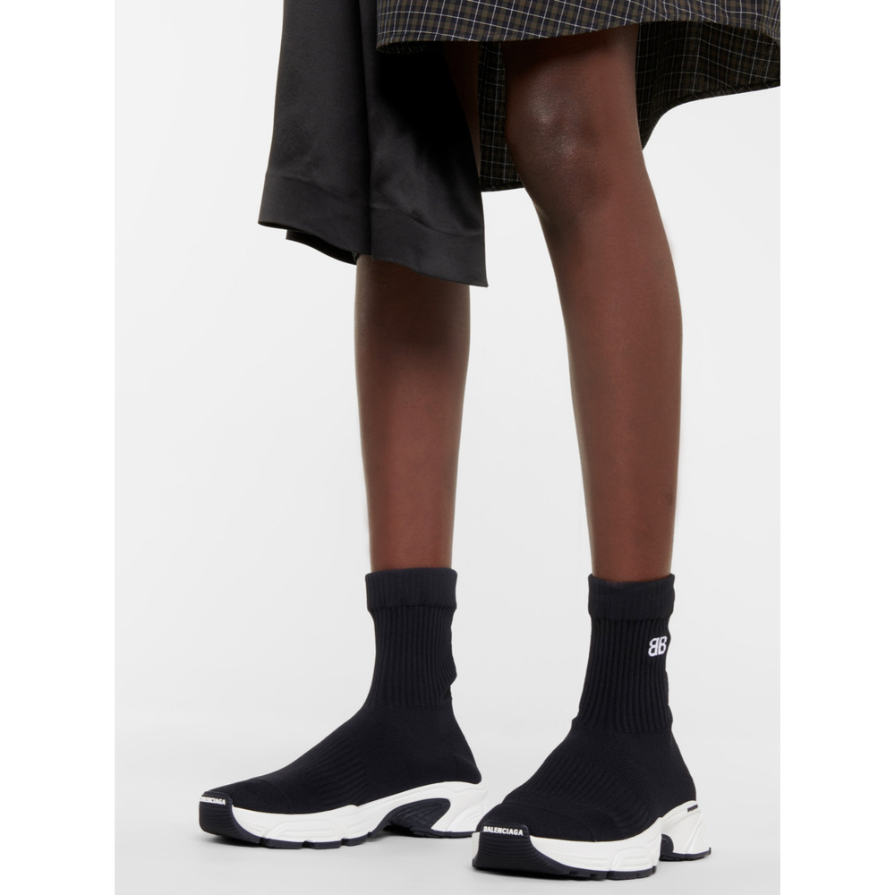 Balenciaga Speed 3.0 Sock Trainer Knit White Black High Top Runner Sneakers 41 - Picture 4 of 12